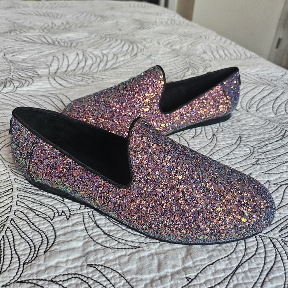NWOB TOMS Darcy Glitter Flats Slipons Loafers Black Purple 7.5 - Picture 3 of 16